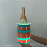 Seau à glace LED rechargeable en acrylique, forme baril, durable, écologique, lumineux RGB, refroidisseur de vin pour bouteille unique, champagne, bière