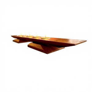 Handmade Wooden Rectangle <b>Tea</b> Light Holder & Candle <b>Stand</b> Eco-Friendly & Durable Brown Decor for Home Christmas Tabletop - Product Image 2