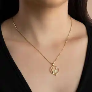 Geili Griechische Göttin Halskette Nordische Mythologie Götter Athena Medusa Kupfer beschichtet mit echtem Gold Göttin Anhänger Halskette