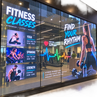 Écran LED transparent sur mesure pour vitrine de salle de sport – Affichage personnalisé pour projets