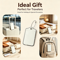 Étiquette de bagage en cuir PU avec boucle en acier inoxydable gravée au laser, pour voyages aériens, en stock, expédition rapide, étiquette de sac de voyage