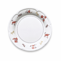 Assiette creuse en céramique de 8 pouces, motif floral vintage, avec nœud, compatible micro-ondes, pour salade et dîner, plat de service domestique pour cuisine et restaurant