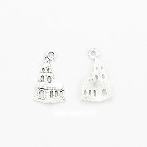 Ciondolo a forma di <span class=keywords><strong>campanile</strong></span> in lega di zinco color argento antico per creazione fai da te di collane, bracciali e accessori per gioielli da viaggio - Product Image 1