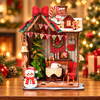Kit de maison miniature DIY, coin de Noël, puzzles en bois 3D pour adultes, kit de coin lecture DIY, modèle de maison de poupée, jouet cadeau