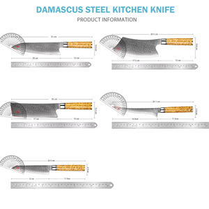 Couteau de chef <span class=keywords><strong>chinois</strong></span> XITUO en acier Damas, manche en résine et feuilles d'or, ultra-affûté, couteau de cuisine multi-usages - Product Image 2