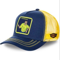 Gorra Trucker Cr7 Gris con Malla Transpirable, Protección Solar, Diseño de Fútbol Animado, Etiqueta Privada, Gorra de Béisbol de 5 Paneles para Adultos