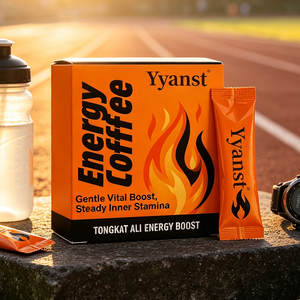 Café Energético Tongkat Ali de Marca Privada OEM, Impulso Vital Suave, Resistencia, 10g*10 Sobres, Caja con Diseño de Llama Naranja, Café Instantáneo - Product Image 5
