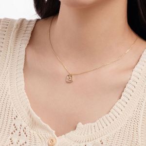 Dylam Rhodium 14K Gold Plated Dainty CZ Alphabet Letter -Q- Necklace, Personalized <b>Name</b> Initial Necklace for Women Female - Product Image 2