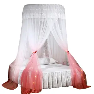 Mosquitera de cúpula con impresión de Color degradado, techo de tres puertas, Princesa, sin instalación, manto de cama Beat, 1,5 m, 1,8 m, hogar