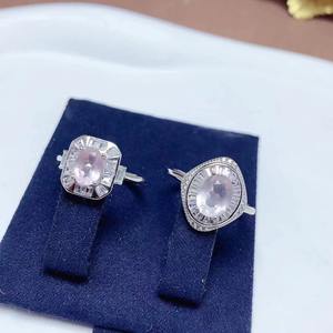 Хорошая цена, 925 стерлингового серебра, натуральный розовый кварц, минималистский роскошный модный набор женщин, кольцо оптом - Product Image 4