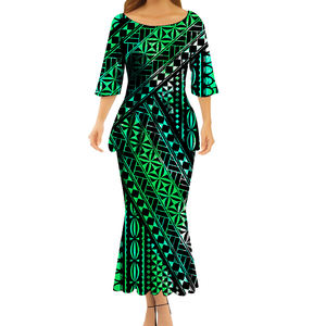 Vrijetijdskleding Samoa Puletasi Polynesische Tribale Fiji Print Dames Plus Size 2-delige Puletasi Jurk Hot Selling Dames - Product Image 4