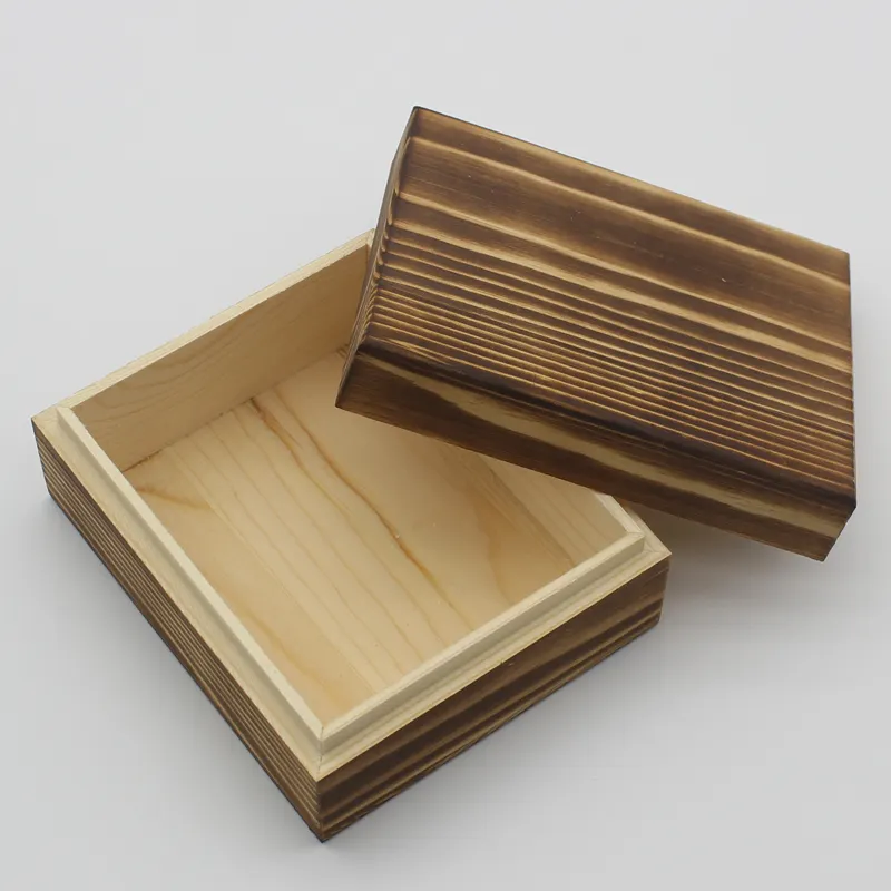 Custom print square wooden storage box with lid