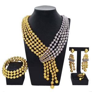 Yulaili usine <span class=keywords><strong>pas</strong></span> <span class=keywords><strong>cher</strong></span> Dernière Conception Brésilienne Plaqué Or Ensembles de Bijoux Non-Fade18k <span class=keywords><strong>Collier</strong></span> Ensemble De Mariage Cadeau De Mariée Accessoires - Product Image 1