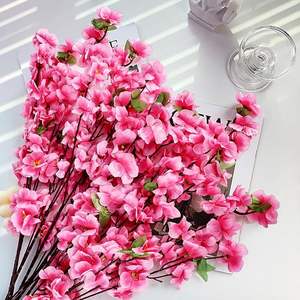 ורוד אפרסק מלאכותי, פריחת דובדבן פרח עץ קישוט פלסטיק גזע בית חתונה מסיבה נוף קישוט - Product Image 4