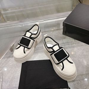 Baskets plateforme noires et blanches avec boucle, chaussures décontractées à enfiler pour femmes - Product Image 4