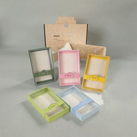 Boîte cadeau auto-érectible recyclable en carton verni avec fenêtre transparente pour chaussettes et leggings de bébé, idéale pour serviettes, sous-vêtements et manchons.