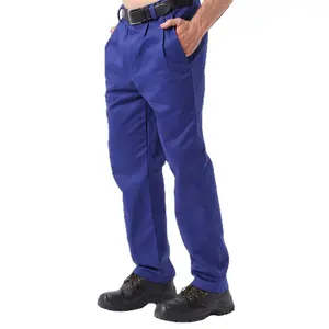 11 oz. Blue Flame retardant cotton Industrial Uniform Welding Pants Safety Coverall