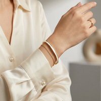 Bracelet jonc en or plaqué or à fermoir à charnière, avec cœur en émail rose découpé, pour enfants, bijoux de fête