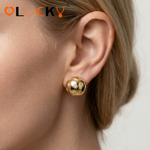 LUCKYJIU Fabricant de bijoux personnalisés, boucles d'oreilles en acier inoxydable plaqué or 18 carats, incrustées de cristaux en forme d'étoile, étanches - Product Image 3