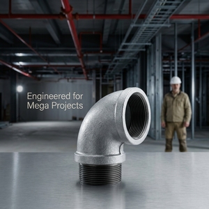 Codo Calle 90 Grados Hierro Maleable Galvanizado Rosca Macho Hembra GI Contra Incendios - Product Image 1