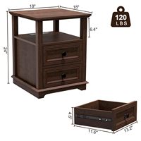 Table de chevet Combohome grande avec tiroirs, armoire de rangement en bois rustique à double charge rapide et étagère ouverte pour chambre à coucher