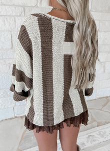 Dear-Lover Maglione da <span class=keywords><strong>Donna</strong></span> all'Ingrosso con Scollo a V, Maniche a Bracciale e Motivo a Righe Rosse Colorblock - Product Image 4