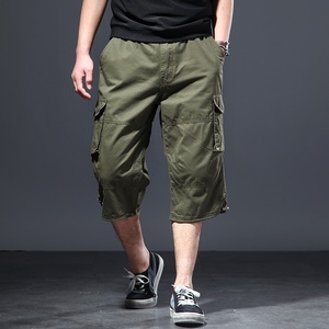 Shorts cargo tactiques décontractés d'été pour hommes, en coton, couleur unie, élastiques, longs, style sportif, fabriqués en usine OEM - Product Image 2