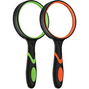 Lupa de mano de 75 mm, lente de vidrio 3x, agarre antideslizante para lectura, actividades de ciencia y hobby - Product Image 1