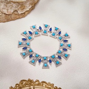 Conjunto de Joyería de Boutique <span class=keywords><strong>para</strong></span> Mujer, Collar <span class=keywords><strong>y</strong></span> Aretes Azules Turquesa, Anillo <span class=keywords><strong>y</strong></span> Brazalete Antioxidantes, Ideal <span class=keywords><strong>para</strong></span> Banquetes, Juego de 4 Piezas - Product Image 6