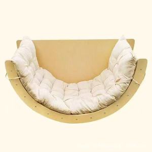 Chaise à bascule en bois pour enfants, chaise inclinable en bois massif avec coussin en mousse, design minimaliste, balancelle pour bébé - Product Image 1