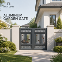 Portail de jardin en aluminium de sécurité anti-escalade avec pointe en forme de lance, revêtement poudré noir, durable, résistant aux UV, écologique, personnalisable, pour villa