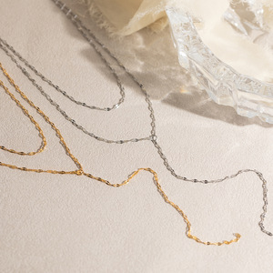 Women's Double Layer <b>Titanium</b> Steel Necklace 18K Gold Plated Y Shape <b>Chain</b> Geometric Design Everyday Wear Jewelry - Product Image 4