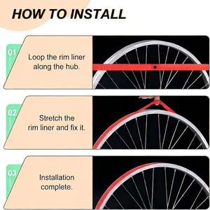 Bande de jante tubeless pour vélo, rouge, rose, noir, 18 mm, 20 mm, double face, en TPU, pour vélo de route - Product Image 2