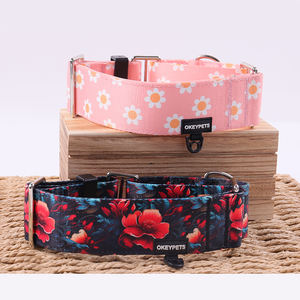 ओकीपेट्स थोक नो-स्लिप एडजस्टेबल एंटी-एस्केप डिजाइन कुत्ते कॉलर लाल फूल मुलायम मार्टिंगेल कुत्ते कॉलर - Product Image 6