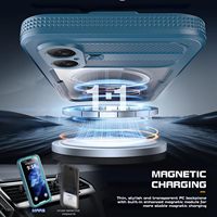 Étui de protection 360° étanche pour iPhone 16/16 Plus, translucide vert sarcelle, avec anneau magnétique et cordon, antidérapant et confortable