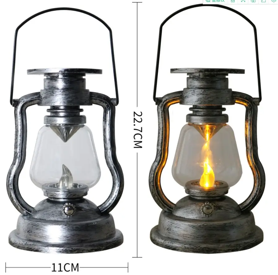 Vintage Rechargeable Solar portable camping kerosene lamp Hanging Lantern Outdoor Camping Light Retro Oil Lamp
