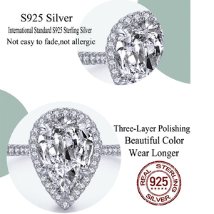 Anello di Tendenza in Argento Sterling 925 con Zircone Cubico Argento S925 Pietra Brillante Stile Diamante <span class=keywords><strong>Anelli</strong></span> Nuziali e di <span class=keywords><strong>Fidanzamento</strong></span> per Donna - Product Image 3