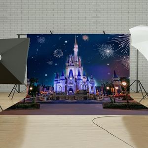 Toile de fond de nuit de château avec feux d'artifice pour accessoires de cabine photo de fête d'anniversaire pour enfants tapisserie pour décorations d'événement en stock - Product Image 4