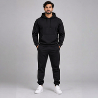 Setelan Training Pria Trendy Polos Berkerudung, Bahan Fleece Khusus, Pakaian Olahraga Musim Dingin, Setelan Jogger Bernapas 280g, Produsen OEM