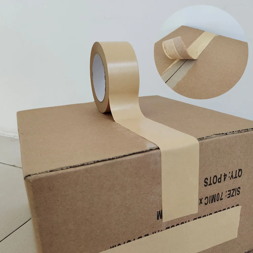 Nastro di imballaggio della scatola del Logo di moda personalizzato stampato nastro di gomma di carta Kraft di imballaggio rinforzato attivato dall'acqua ecologico