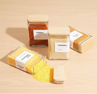 Couvercle en bambou hermétique de qualité alimentaire, personnalisé en usine, design carré durable pour le stockage de pots de 4 oz et d'épices