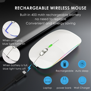 Combo de teclado y ratón inalámbricos recargables con retroiluminación, ratón con función Jiggler, teclado ultrafino, juego de teclado y ratón para computadora portátil - Product Image 4