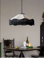 Abat-jour à franges en tissu style vintage français avec pampilles, pour lustre E27 en métal de taille moyenne, idéal pour salon, chambre, restaurant, boutique ou bar