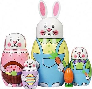 Poupées gigognes russes Matryoshka en bois, ensemble empilable, jouets faits à la main pour enfants, cadeau de Noël ou d'anniversaire - Product Image 2