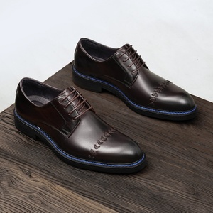 2025 Latest Model Genuine Leather Lace-up Men's <b>Shoes</b> English-style Stitched Handmade Pointed-toe Wedding Derby <b>Shoes</b> <b>Height</b> - Product Image 1