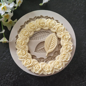 Rose And Leaf Fondant Lace Mat Cake Mold Round Silicone For DIY Cake Decoration Wedding - Product Image 3