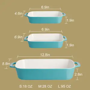 Tableware Ceramic Baking Pan Baking Oven Double-ear Rectangular Plate Rectangular Baking Dish For Cooking