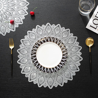 Sets de table ronds en PVC écologique au design classique pour table à manger et restaurants, sets de table décoratifs dorés pour mariage