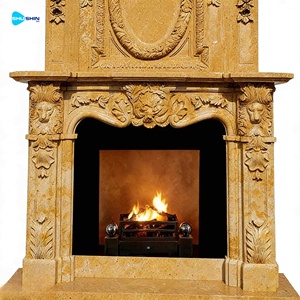 Caminetto Moderno Autoportante per Interni con Rivestimento in Marmo Naturale per Villa - Product Image 4