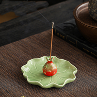 Grensoverschrijdende nieuwe product lotusblad wierookhouder keramische wierookbrander met asbak Zen theetafel decoratie & cadeau